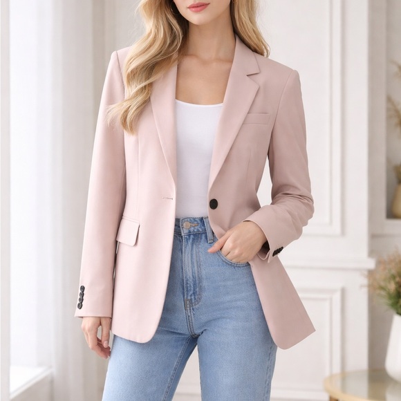 H&M Jackets & Blazers - H&M Light Blush Pink Single-Button Blazer